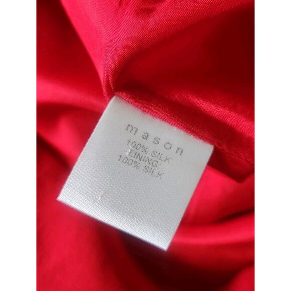 Mason Women's Size 2 One Shoulder Ruched Elastic Waist Silk Mini Dress Red - Picture 6 of 13